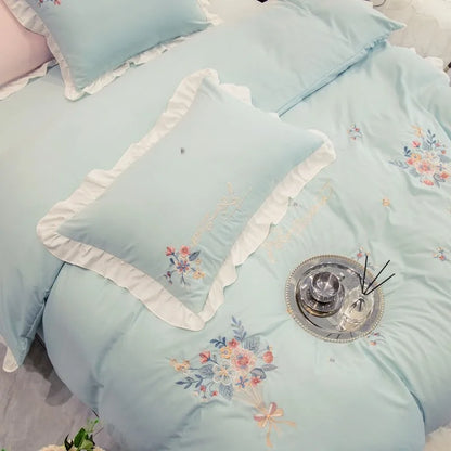 Aqua Blossom Bedding Set