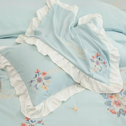 Aqua Blossom Bedding Set