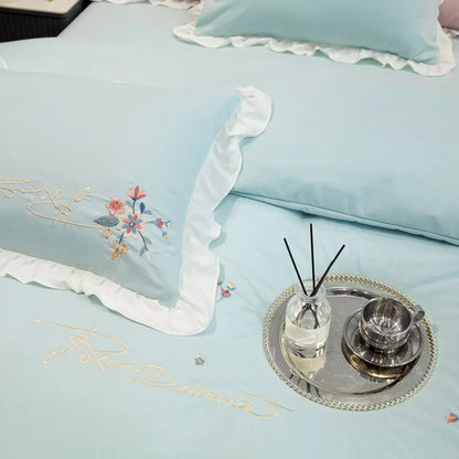 Aqua Blossom Bedding Set